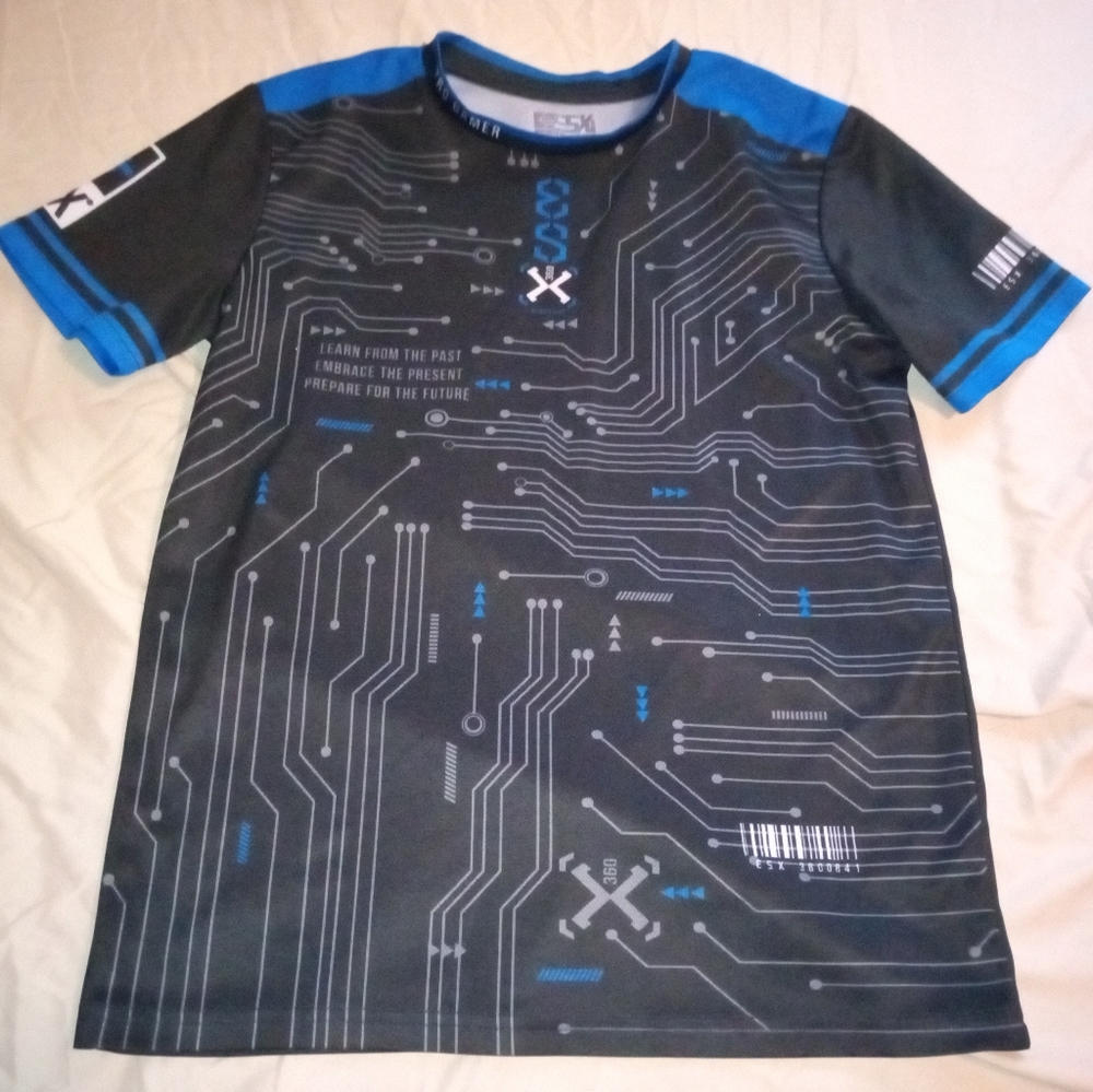 Boys Black/Blue/Gray Shirt-Large